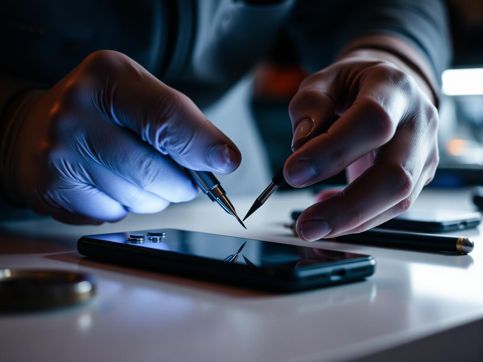 Technician repairing a smartphone at Fone Styles+ in Swindon